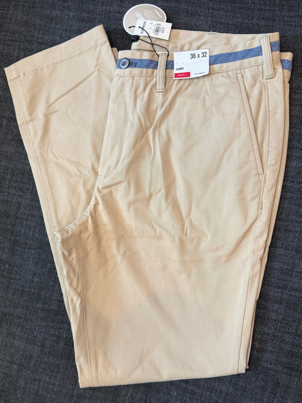 Express Men's Khaki Chinos with Contrast Waistband